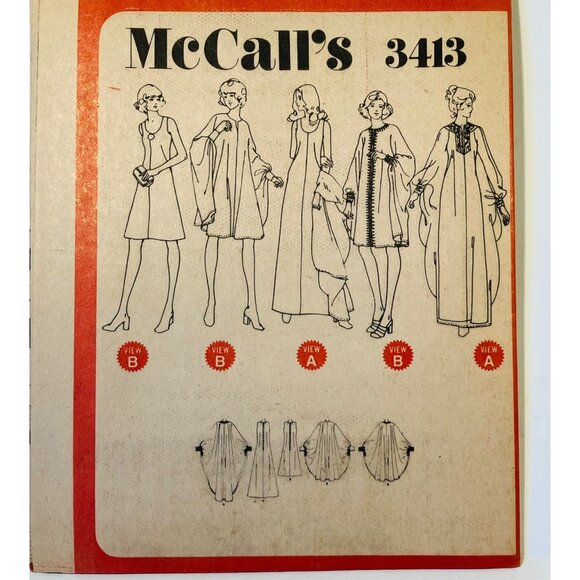 1970s Sleeveless Dress with Caftan Float Sewing Pattern McCalls 3413 Size 16 FF - Picture 9 of 10